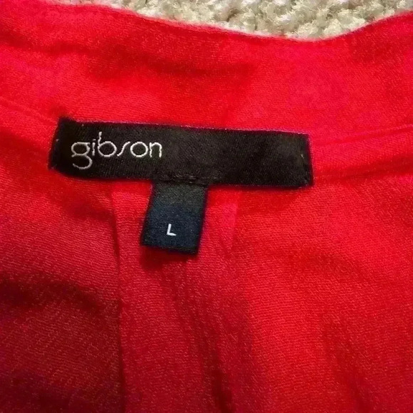 Gibson Women’s Large Tank Top Ruffle Holiday Patriotic Cherry Red Gauze Flowy - Picture 3 of 10